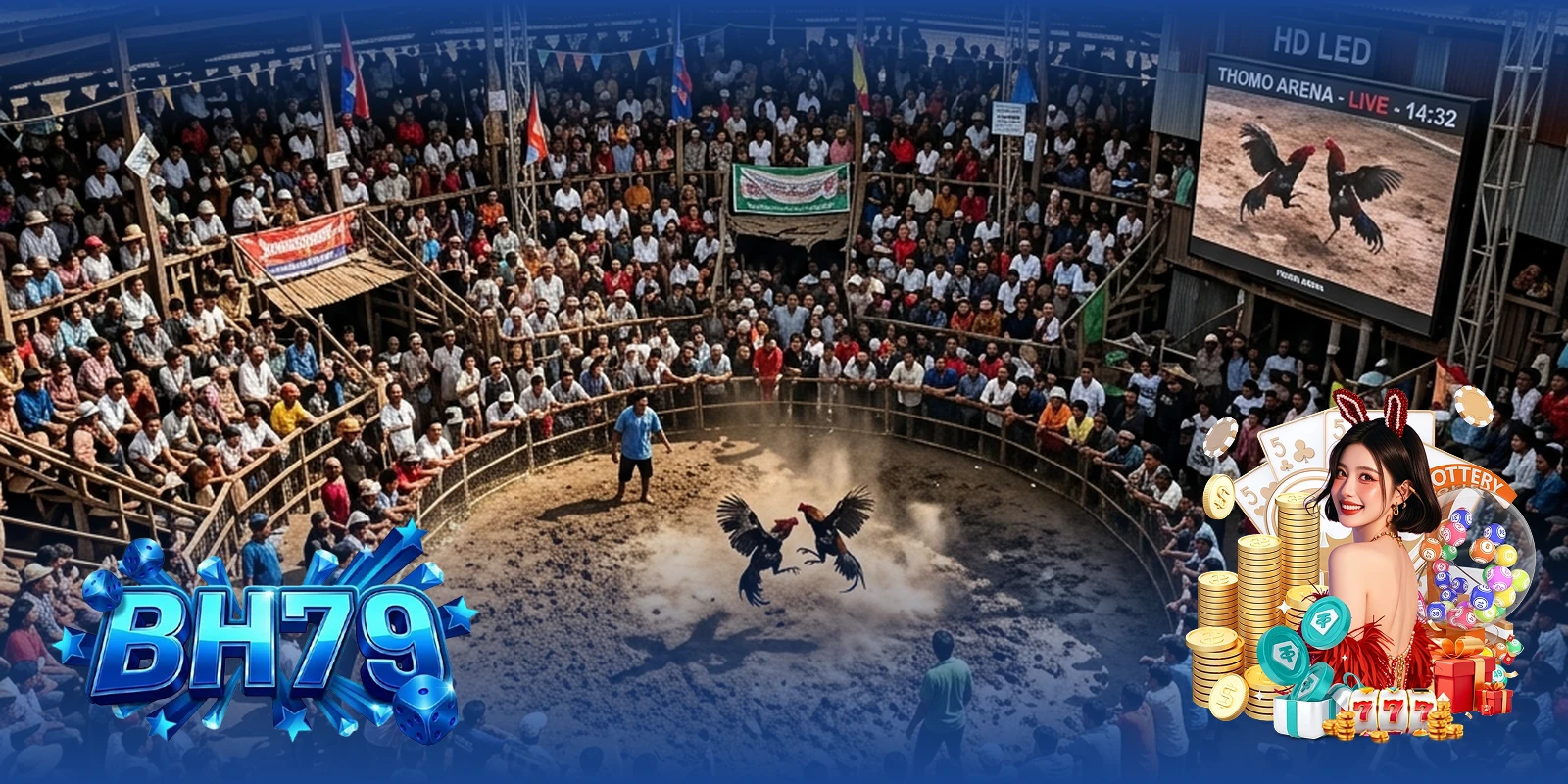 Đá gà BH79 trực tiếp Thomo — Toàn cảnh đấu trường đá gà Campuchia náo nhiệt