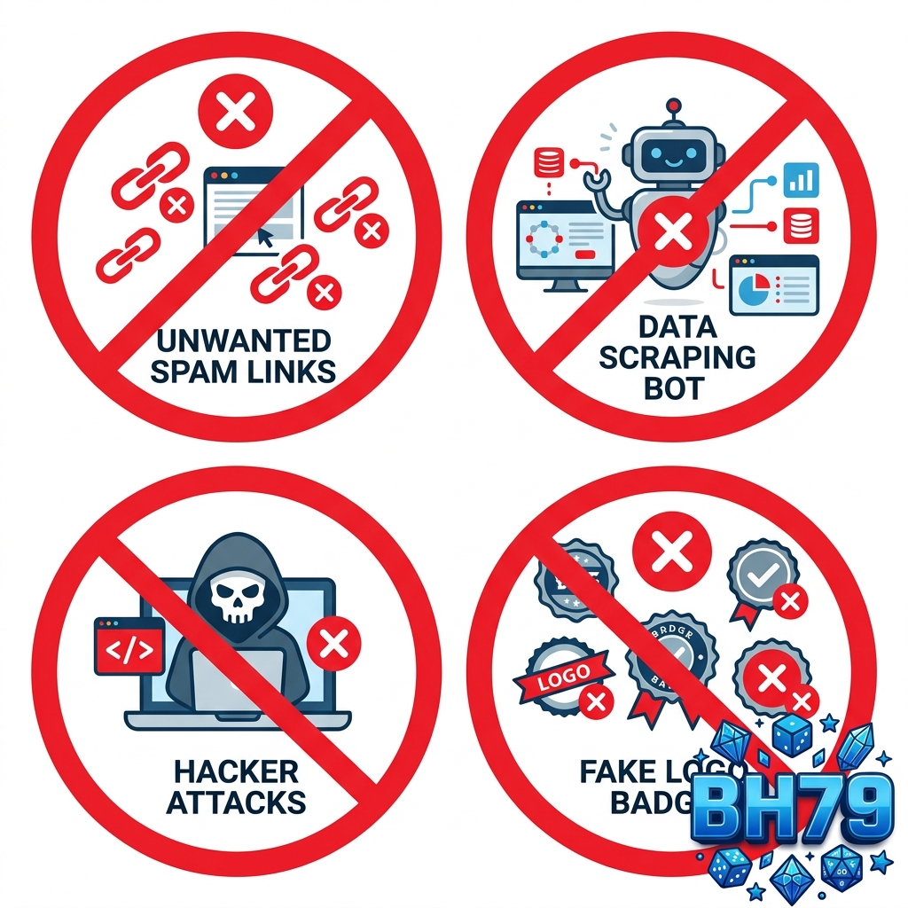 4 hành vi bị nghiêm cấm tại BH79: spam link, cào dữ liệu, tấn công hệ thống và giả mạo thương hiệu